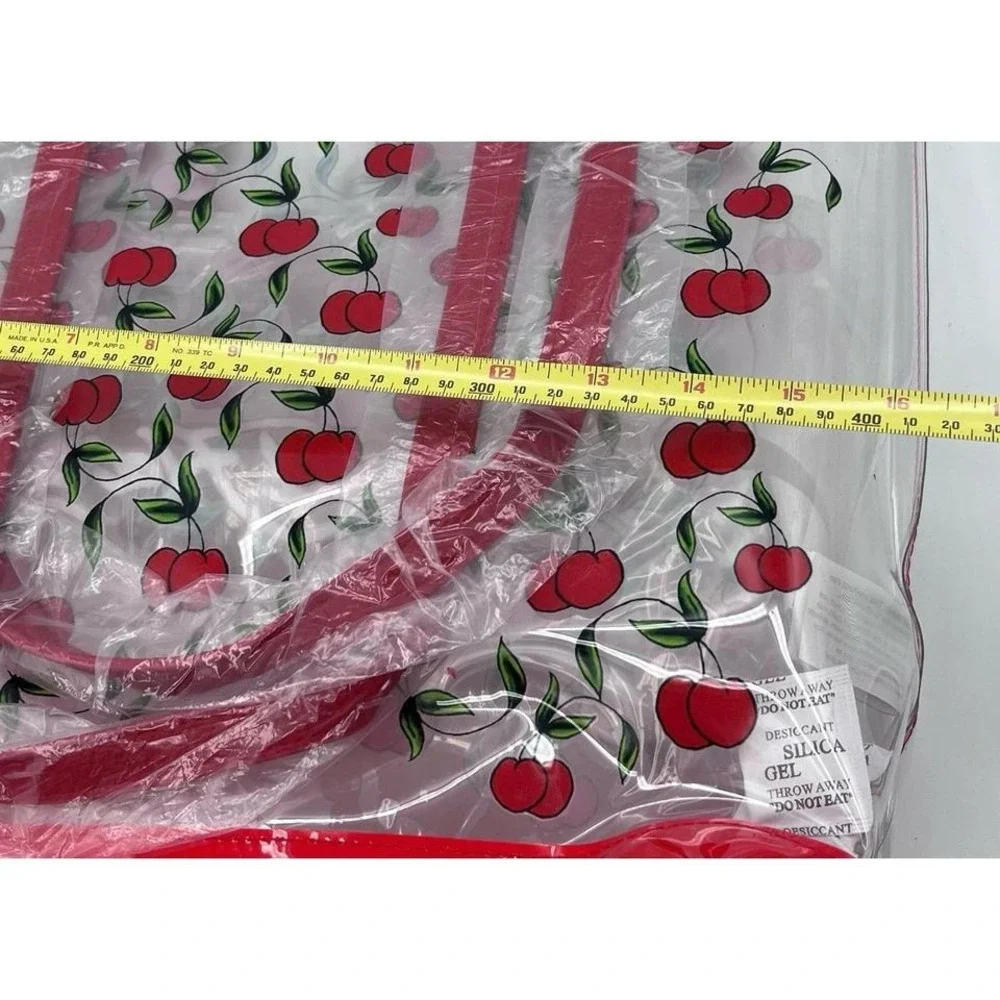 Ed Hardy Clear PVC Tote Bag Red‎ Cherry Print Beach Pool Travel Bag NWT - Picture 6 of 6